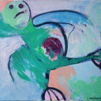 L'oiseau fou - acrylique sur toile 50 x 50 cm - 2004